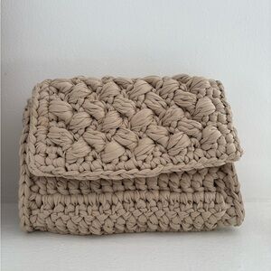 Handmade Crochet Beige Clutch